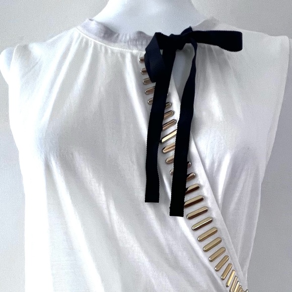 J. Crew Light knit sample shirt small with tie, gold bars and twisted back Small - Picture 5 of 10